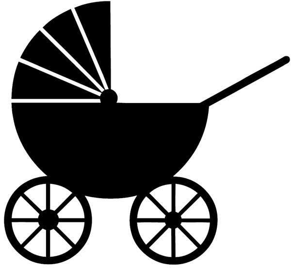 Baby carriage in silhouette vinyl sticker. Customize on line.      Children 020-0189  